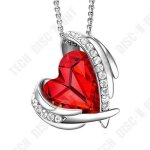 Collier sautoir - td® - argenté - alliage cuivre - zircon rouge - strass blancs Collier sautoir - td® - argenté - alliage cuivre - zircon rouge - strass blancs