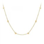 Collier - sc boh�me - dor� - acier inoxydable - 36cm - boules 4mm