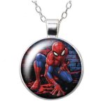 Collier spider man pendentif sautoir super h�ros garcon cabochon arraign� rouge bijoux fantaisie cadeau ...