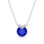 Collier - swarovski - pendentif bella v bleu - m�tal rhodi� - cristal - longueur 43 cm