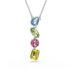 Collier - swarovski - pendentif gema - m�tal rhodi� - cristaux multicolores - 43 cm