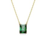 Collier - swarovski - pendentif matrix rectangle vert - mtal dor - longueur 45. 8 cm - femme