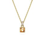 Collier - swarovski - stilla - m�tal rhodi� dor� - cristal carr� jaune - femme