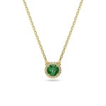 Collier - swarovski - una angelic - vert - plaqu or - 45 cm