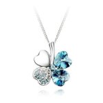 Collier - so charm - tr�fle bleu - cristaux swarovski - 23 mm - argent plaqu� 3 microns