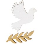 Colombes et pis de bl pour dcoration de table communion en bois blanc et dor or (x10) ref / 7638