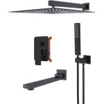 Colonne de douche encastre noir lation - ensemble douche encastrable - tte de douche carre 30 cm - ...