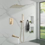 Colonne de douche encastre or bross - tte de douche carre lation 30cm - ensemble douche encastrable ...