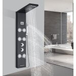 Colonne de douche hydromassants noir avec 6 grandes buses massants douchette  main et douche cascade ...