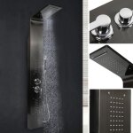 Colonne de douche hydromassante - homewell - acier inox - noir - 20x7x140 cm - noyau en c�ramique