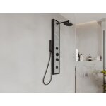 Colonne de douche hydromassante noire avec dcor pierre - h127 x l485 cm - letiya