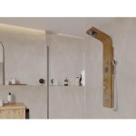 Colonne de douche hydromassante pluie tropicale et panneau en bambou - 20 * 140 cm - tissia