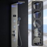 Colonne de douche led multi - fonctionnel obeeonr en acier inox avec mitigeur thermostatique et 5 jets ...