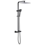 Colonne de douche oceanic - mitigeur thermostatique corps froid - pomme haute carre 30x30 cm - noir ...