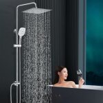Colonne de douche sans mitigeur ensemble de douche avec 29 * 19cm pomme de douche pluie en acier inoxydable ...