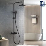 Colonne de douche thermostatique 40�c ensemble de douche noir douchette 3 jets kit de douche hauteur ...