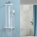 Colonne de douche thermostatique chrome avec douche pluie douchette � main 4 types de jets panneau thermostati ...
