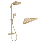 Colonne de douche thermostatique hansgrohe croma select s 280 bronze bross� + tablette addstoris