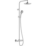 Colonne de douche thermostatique hansgrohe vernis blend - chrome - pomme haute ronde 20cm - flexible ...