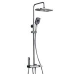 Colonne de douche thermostatique piano syst�me de douche mural gun gray r�glable en hauteur 3 modes douchetteb ...