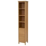 Colonne de rangement armoire de salle de bain en mdf coloris naturel - longueur 32 x profondeur 30 x ...