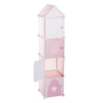 Colonne de rangement chteau 140cm rose & blanc - paris prix - petit meuble complment - chambre