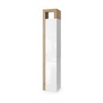 Colonne de salle de bains 1 porte 5 tagres collection bura. coloris blanc brillant laqu et chne clair ...