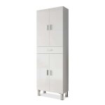 Colonne salle de bain avec 4 portes coloris blanc brillant - longueur 182 x profondeur 60 x hauteur 29 ...