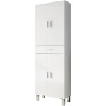 Colonne salle de bain avec 4 portes coloris blanc brillant - 60 cm (longueur) x 182 cm (hauteur) x 29 ... Colonne salle de bain avec 4 portes coloris blanc brillant - 60 cm (longueur) x 182 cm (hauteur) x 29 ...