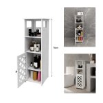 Colonne de salle de bain blanc willonin� avec 2 niches ouvertes et 1 porte losange