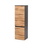 Colonne de salle de bains kornel / luna gris graphite �quip�e de 2 portes avec d�cor en ch�ne et de 3 ...