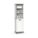 Colonne de salle de bain meuble de rangment coloris blanc chne cambrian - longueur 465 x profondeur ...