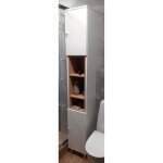 Colonne de salle de bain - mpc - blanche / aspect ch�ne - 200 cm