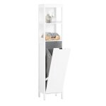 Colonne de salle de bain sobuy bzr123 - w - tagres et panier  linge - blanc