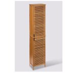 Colonne sdb de 2 portes en bambou naturel - dim : l. 34 x p. 24 x h. 170 cm