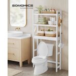 Colonne wc - songmics - tagre wc 3 niveaux blanc nuage et beige naturel
