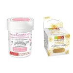 Colorant alimentaire en poudre rose poudr + paillettes dores