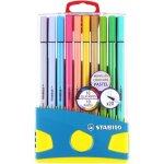 Feutres de dessin - stabilo - pen 68 - 20 feutres - 10 pastel - botier turquoise