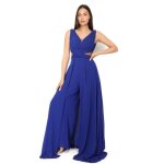 Combinaison de c�r�monie dos nu avec d�coupes � la taille. pantalon large avec tra�ne �vas�e derri�re. ...