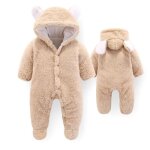 Combinaison de neige polaire à capuche pour bébé - kaki - manches longues Combinaison de neige polaire à capuche pour bébé - kaki - manches longues