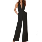 Combinaison pantalon large femme de soire - grande taille - noir