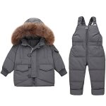 Combinaison de ski enfant - doudoune - gris - impermable - respirant