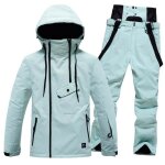Combinaison de ski femme - homme couleur unie impermable coupe - vent hiver chaude - vert