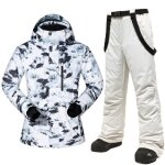 Combinaison de ski homme imperm�able coupe - vent hiver chaude - blanc beige