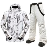 Combinaison de ski homme imperméable coupe - vent hiver chaude - blanc gris clair Combinaison de ski homme imperméable coupe - vent hiver chaude - blanc gris clair