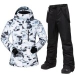 Combinaison de ski homme impermable coupe - vent hiver chaude - blanc noir