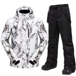 Combinaison de ski homme impermable coupe - vent hiver chaude - blanc noir