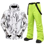 Combinaison de ski homme impermable coupe - vent hiver chaude - blanc vert