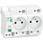 Combiné disjoncteur + 2 prises courant schneider 1p + n 16a courbe c embrochable resi9 x Combiné disjoncteur + 2 prises courant schneider 1p + n 16a courbe c embrochable resi9 x
