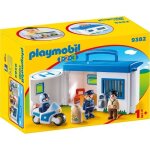 Commissariat de police transportable - playmobil 1. 2. 3 - avec bureau hliport et moto de police
